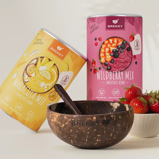 Glutenfreie Smoothie Bowls - Probierpaket mit gratis Kokosnuss Schale