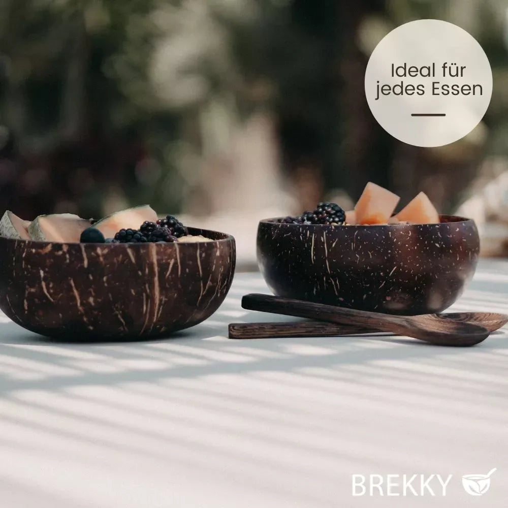 Brekky Bowl 2 gefuellte Kokosnussschalen